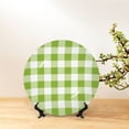 thumbnail image 6 of Yiaed White Green Plaid Print Bone China Decorative Plate Ceramic Dinner Plates Art Crafts with Display Stand-6in, 6 of 6