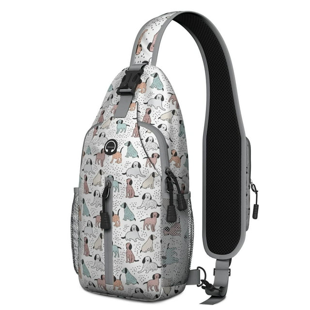Geometric dog pattern Abstract dog art Minimalist dog design Print Crossbody Daypack Travel Daypack, Adjustable Shoulder Strap, Lightweight and Durable, Fashionable appearance, Ideal for short trips,