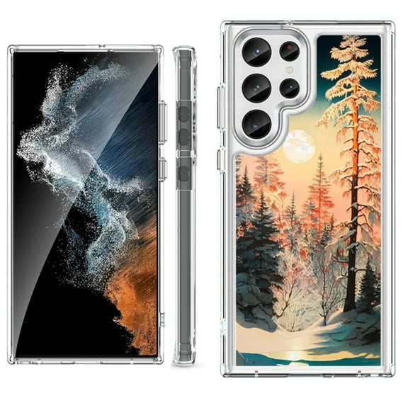 Shockproof Bumper Phone Case for Samsung Galaxy S23 Ultra 5G, by OneToughShield ® - Winter Pine