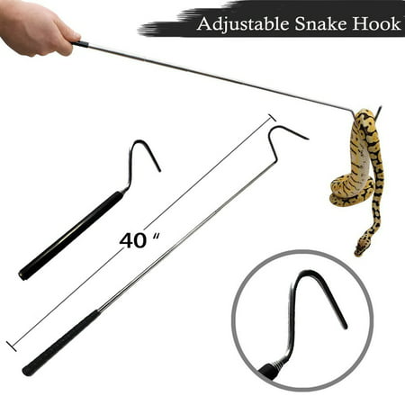 iClover [3 Pack] Retractable Reptile Snake Hooks Extend to 40” Standard Professional Collapsible Stainless Steel Hook Reptile Handling Tool Snake