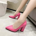 thumbnail image 2 of hopeusnice Womens Heeled Pumps Classic Pointed Toe Chunky High Heels Work Shoes Dress Pumps Comfortable Wedding Evening Party Shoes Hot Pink 36, 2 of 5