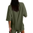 thumbnail image 5 of Mgmyaa Womens Fashion 2 Piece Outfits Sweatsuits 2025 Summer Short Sleeve Oversize Loungewear Tracksuit Ribbed Round Neck Lounge Shorts Sets, 5 of 8