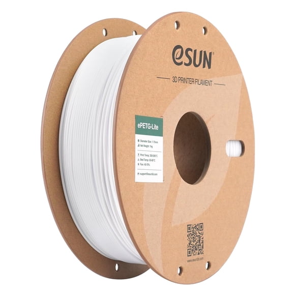Filamento para impresora 3D eSun PETG de 1,75 mm, bobina de 1 kg, blanco sólido