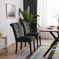 thumbnail image 2 of Set of 2 Modern Upholstered Dining Chair, Velvet Fabric Tufted Chairs with Rubber Wood Legs and Stainless Steel Pull Ring, Accent Parsons Chair for Living Room, Bedroom, Home Kitchen, 2 of 11