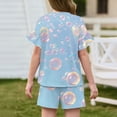 thumbnail image 3 of Grblisyd Girls Outfits Size 10-12 Cute Floral Print Ruffle Short Sleeve T-Shirts and Drawstring Elastic Waist Shorts Casual Summer Clothing Sets, 3 of 4