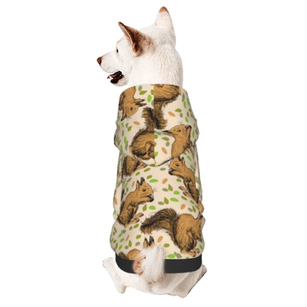 Fotbe Cute Squirrel with Green Leaves Sudadera con Estampado para Perros Pequeños – Suéter con Capucha para Mascotas, Tela Suave de Forro Polar con Bolsillo-X-Small
