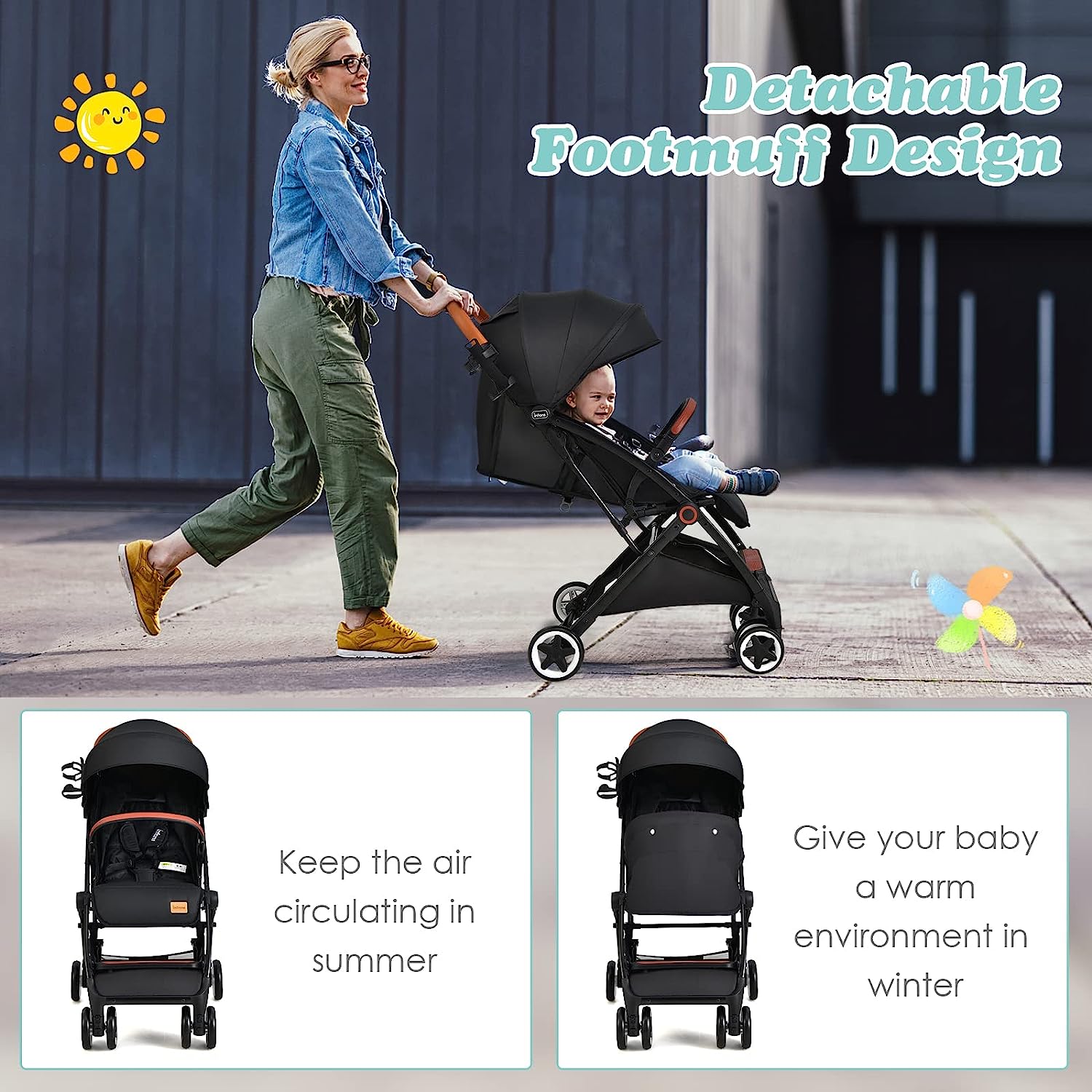 Infans Lightweight Travel Stroller with One-Hand Fold photo 3