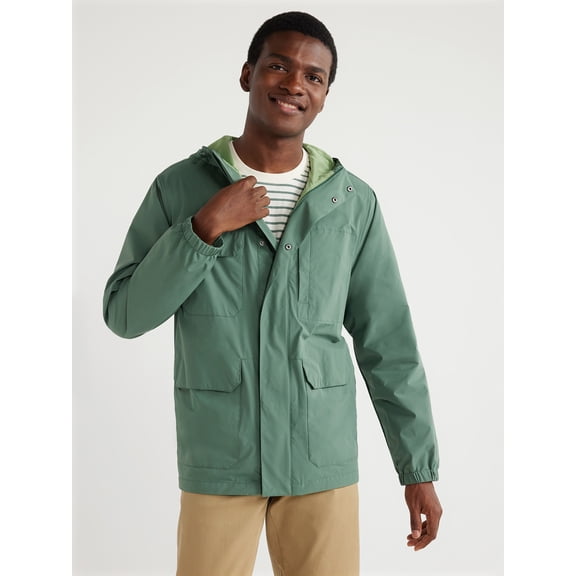 Free Assembly Men's Water Resistant Jacket with Hood, Sizes XS-3XL