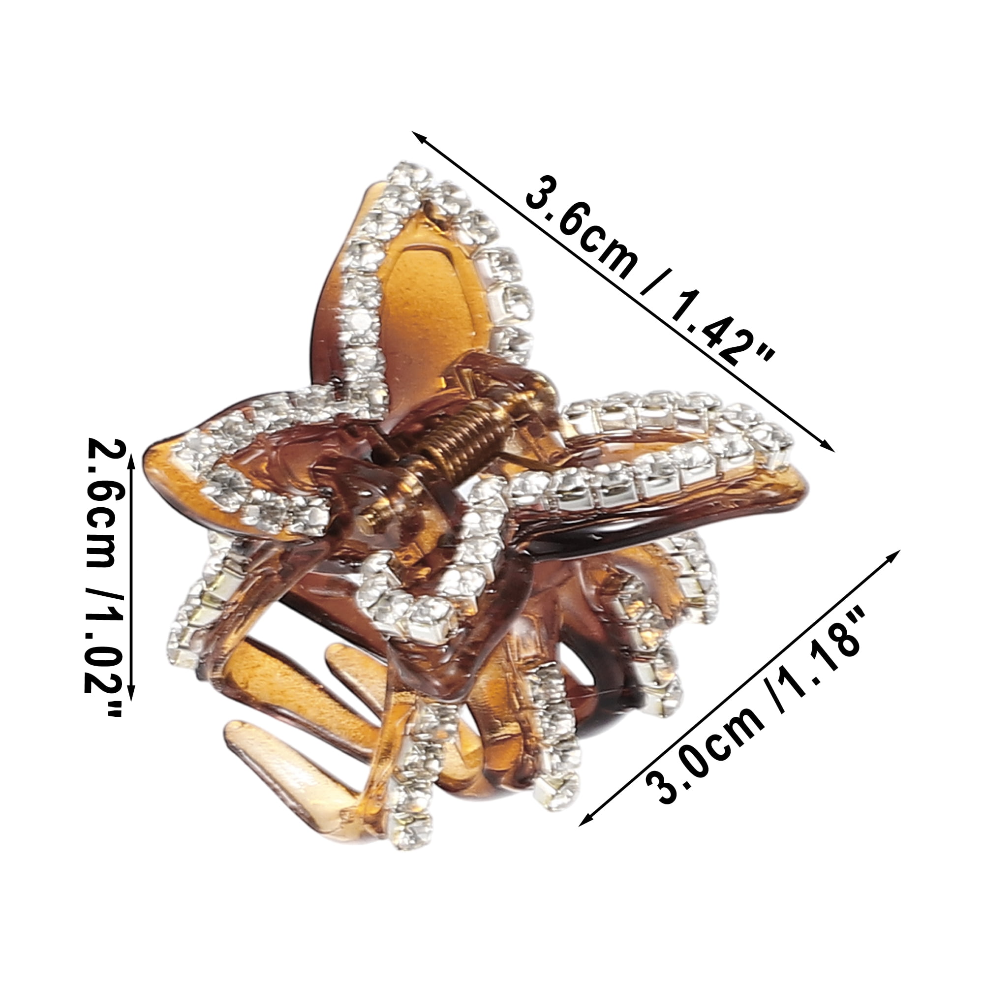 NOMADIC NOOK Women's Classic Bow Rhinestones Hair Clips 1.42"x1.18"x1.02" Brown Black 4 Pcs