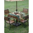 thumbnail image 5 of Outdoor Tablecloth with Umbrella Hole, Texas Star Western Spillproof Waterproof Outdoor Table Cover, Vintage Teal Brown Wooden Farmhouse Patio Tablecloths for Party/Garden/Picnic, Square 54"x54", 5 of 9