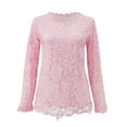 thumbnail image 4 of gakvbuo Plus Size Pullover Sweaters For Women Long Sleeve Sweatshirts Fall Tunic Tops Women Lace Slim Long Sleeve Blouses Floral Crewneck Shirts Elegant Tunic Tops Autumn Pullovers, 4 of 5