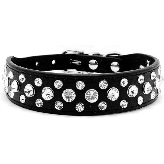 Boliang Bling Rhinestone PU Leather Crystal Diamond Pet Dog Cat Puppy Collar Black S M L XL Fancy Bling Diamond Kitten Collar Glitter Crystal Jeweled Girl Puppy Collars