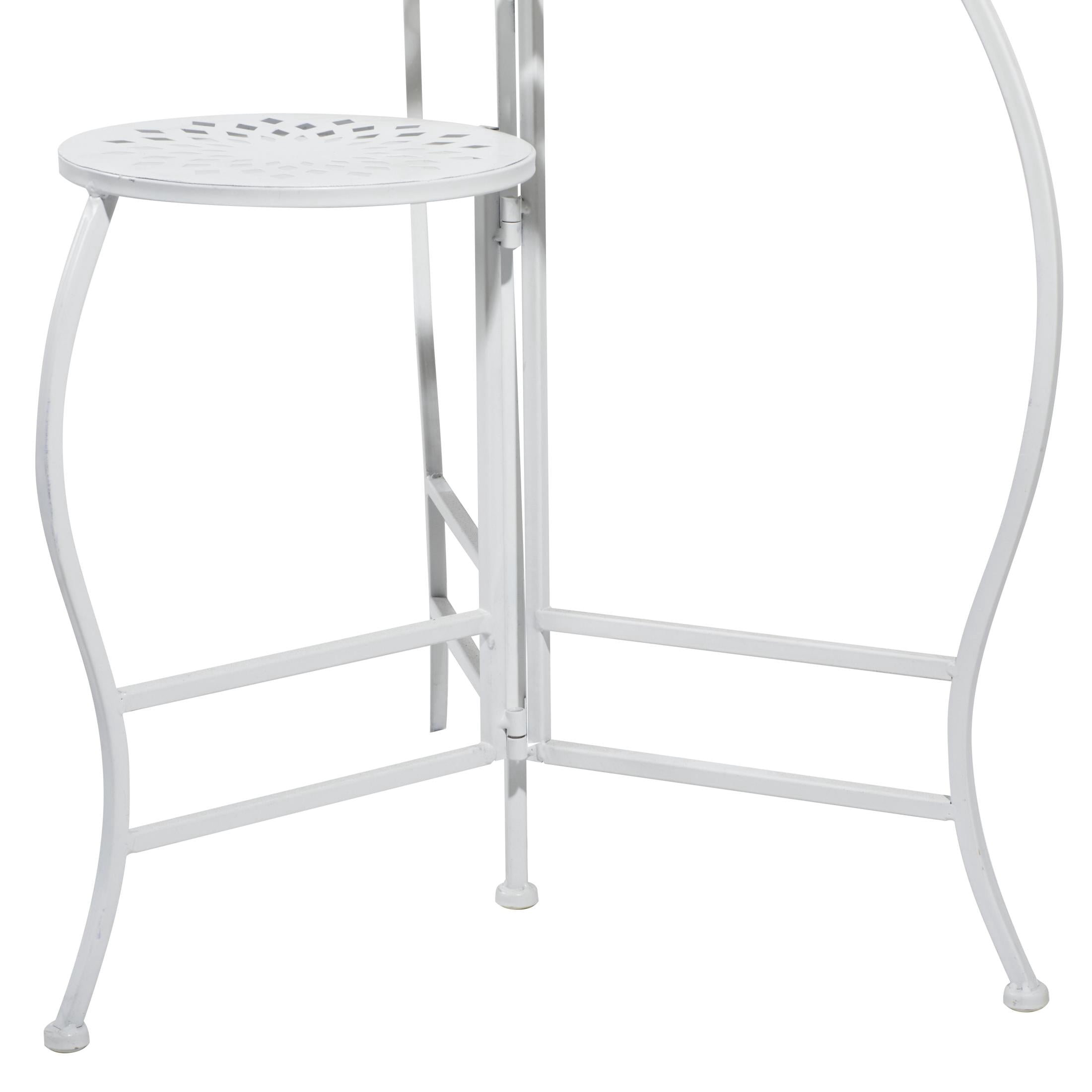 DecMode 19" x 14" x 24" 3 Tier White Metal Floral Plantstand