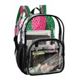 thumbnail image 2 of Large Clear PVC Backpack Heavy Duty See Through Backpack for Adults Work Travel, Pink-strawberry Print Printed 12L, 2 of 8