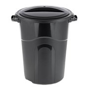 32 Gallon Heavy Duty Plastic Garbage Can, Included Lid, Indoor/Outdoor, Black