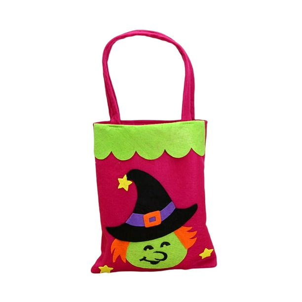 Yuarrent Bolsa de dulces Accesorios de Halloween con asa Bolsa de calabaza Artesanía Accesorios de fiesta Arreglo de escena de tela Paquete de regalo Kits de decoración para fiestas Rosa roja Yuarrent HA068067-01
