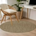 thumbnail image 5 of Brown 3ft Round Rug, Farmhouse Burlap Solid Beige Color Modern Linen Texture Non-Skid Rubber Backing Large Area Rugs - Living Room Bedroom Home Office, Indoor Floor Mat Carpets Washable Rug, 5 of 9