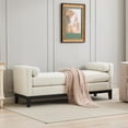 thumbnail image 4 of 66.34"W Multi-Functional Upholstered Bench, Daybed Ottoman with Wood Legs & 2 Support Pillows for Bedroom, Living Room, Entryway Seating, Ivory Boucle Fabric, 4 of 9