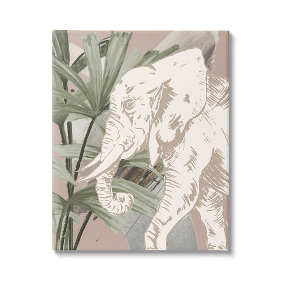 Stupell Industries Tropical Jungle Elephant Animals & Insects Painting Gallery Wrapped Canvas Print Wall Art, 16 x 20