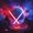 Pink Blue, variant on Manfei Pixel Neon Flame Shower Curtain 72Wx72L, Crossed Crystal Sword Bathroom Curtain