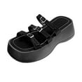 thumbnail image 3 of Sandalias de plataforma para mujer, sandalias deslizantes con hebilla ajustable, sandalias planas sin cordones para 39, 3 of 9