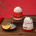 thumbnail image 4 of Fortune Cat Press Type Toothpick Holder for Home Kitchen Restaurant Auto Eject Toothpick Holder Cartoon Toothpick Holder, 4 of 6
