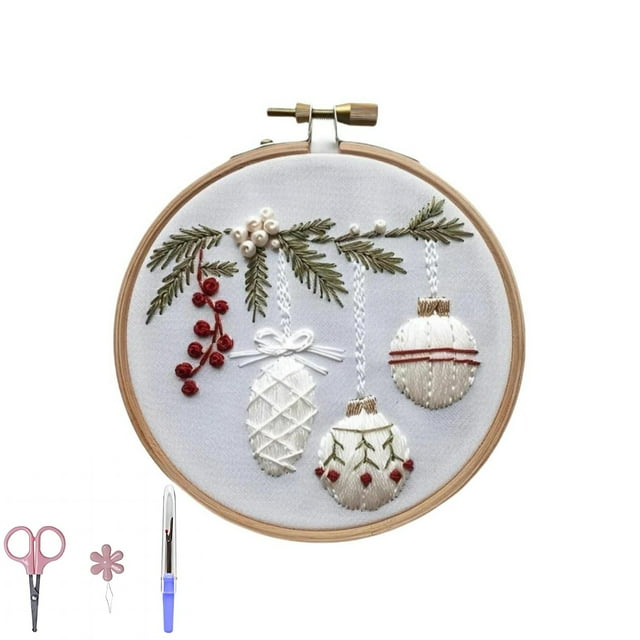 WMQPNNS New Trending Embroidery With Hoop Threads Needles for Holiday Festive Making Diy Craft Projects Ideal Christmas Decorations