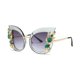 thumbnail image 2 of Gafas de sol retro de moda con marco con tachuelas de diamantes (negro y gris brillante), 11 Afortunado Sencillez, 2 of 2