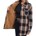 thumbnail image 1 of Veste d'Hiver pour Femmes Doublée en Polaire à Carreaux avec Poches à Boutons et Col à Revers, 1 of 9