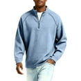 thumbnail image 6 of Dwellite Waffle Quarter Zip Pullover Shirts for Men Long Sleeve Collared Blouses Big and Tall Sweatshirts Light Blue L, 6 of 7