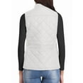thumbnail image 4 of Women'S Stand Collar Zipper Padded Quilted Vest with Pockets White XXL, 4 of 10