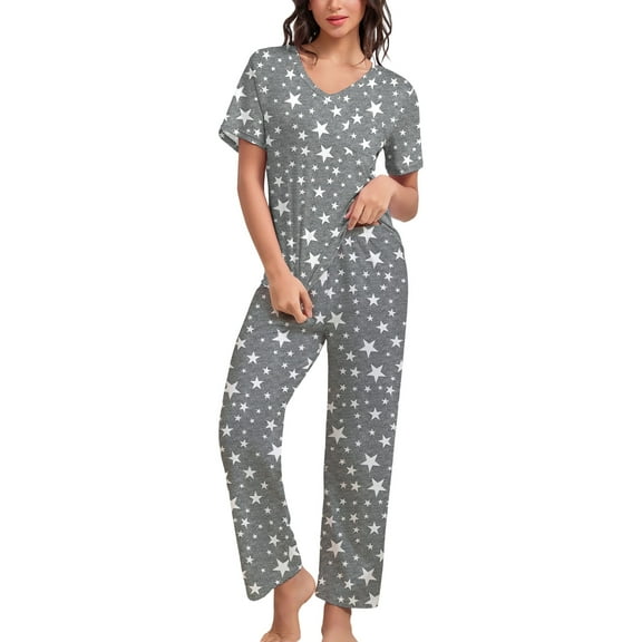 PinkBeautiM Women's Pajama Sets 2 Piece Short Sleeve Shirts and Long Pants Pjs Sleepwear