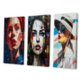 thumbnail image 3 of Designart "Acrylic Portrait of a Woman III" Fashion Woman Wall Art Set Of 3 - White Fashion Woman Canvas Set For Living Room Decor, 3 of 7