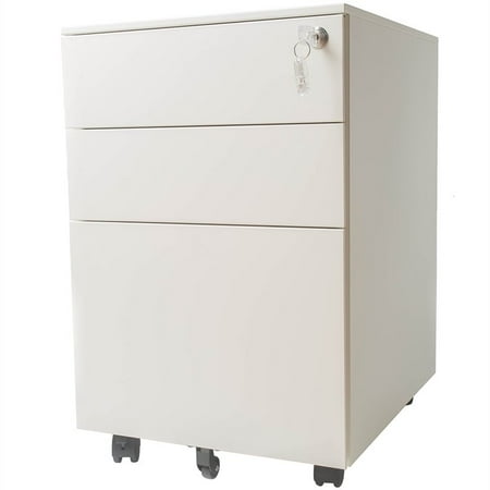 3 Drawer Locking Pedestal Filing Cabinet In White Walmart Canada