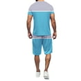 thumbnail image 3 of JLFKNG Fashion Men's 2Pcs Outfits Patchwork Color Short Sleeve T Shirts And Shorts With Elastic Waist Drawstring Breathable Casual Loose Fit Comfy Summer Clothes, 3 of 7