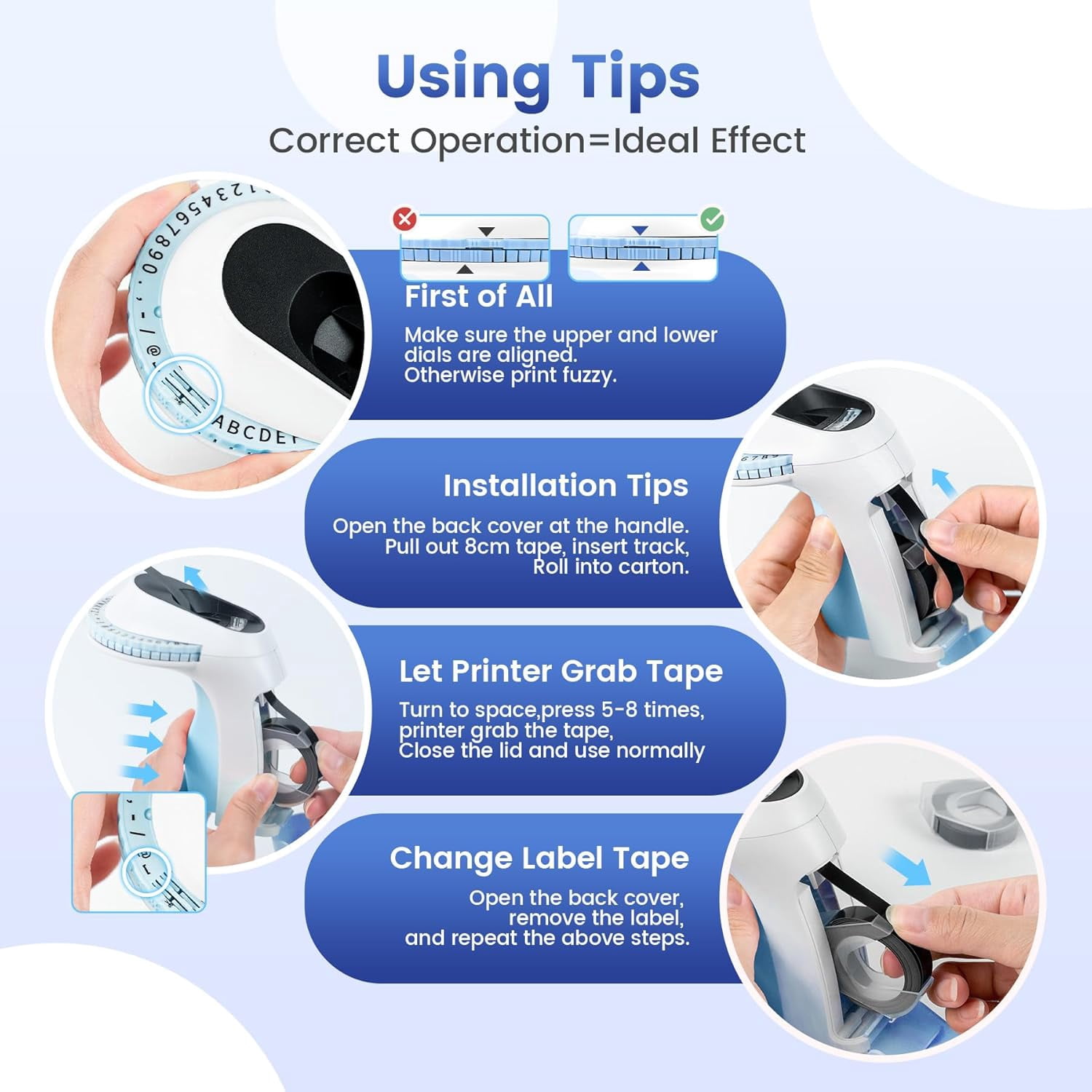 Embossing Label Maker, Manual Label Maker Printer with 6 Rolls Emboss Tapes, Handheld Label Printer for Organizing, Small Old School Label Printer for Home Kitchen Office and DIY