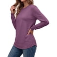 thumbnail image 3 of MOSHU 3 Pack Pullover Sweatshirts for Women Crew Neck Long Sleeve Shirts Casual Loose Fit Sweatshirts Curved Hem Tunic Tops, 3 of 9