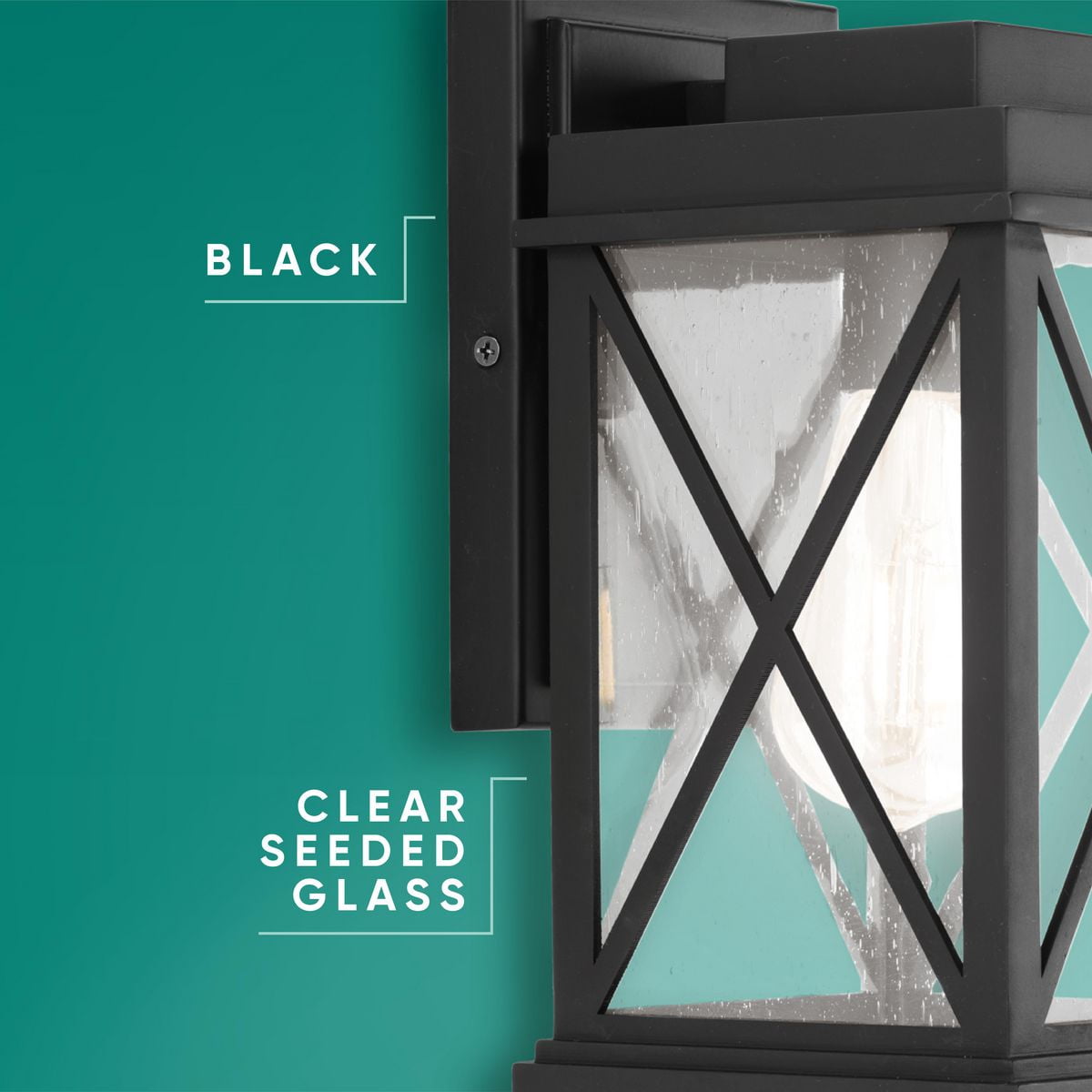(2 pack) Avec Wrenna Collection Farmhouse Matte Black Outdoor Wall Lantern with Clear Glass Shade