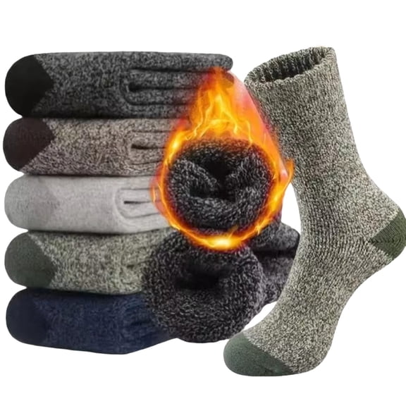 Resicozy 5 Pairs Socks for Men, Thermal Hiking Thick Socks, Cushioned Crew Socks for Cold Winter, Hiking, Outdoor, Daily Wear Multicolor