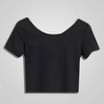 thumbnail image 6 of Travelwant Women Sexy Scoop Neck Crop Tops Short Sleeve Bare Midriff Casual Blouse T-Shirt, 6 of 8