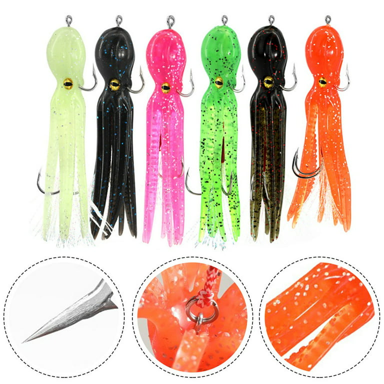 1PC 22g/11cm Double Hook Octopus Fishing Lure Artificial Silicone Soft  Baits 