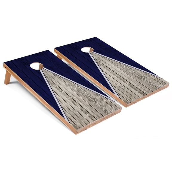 Skip's Garage | Navy Pyramid Cornhole Boards | Includes (2) Boards, (8) Bags & Optional Accessories