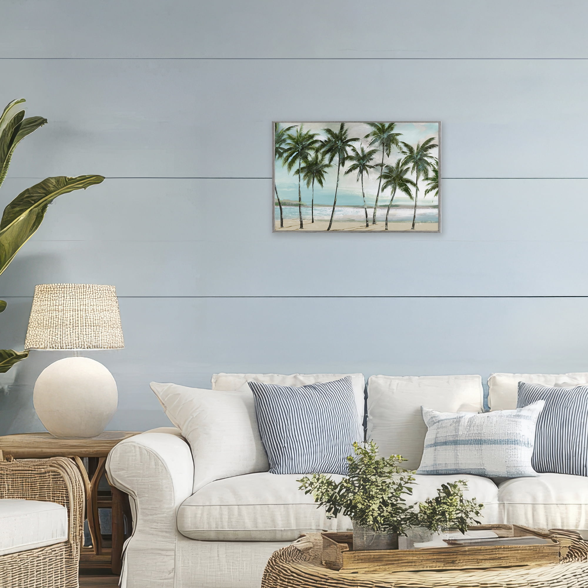 Stupell Industries Palms in A Row Coastal Gray Framed Giclee Art, design by Lorenzo Collective