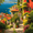 Mediterranean Village Landscape, variant on UXIEQU Mediterranean Village Landscape Canvas Wall Art Print 15.75x11.81 Inches