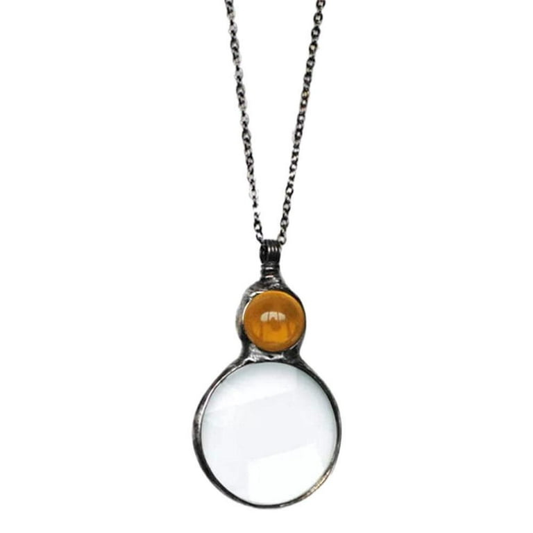 GONGWU Magnifying Glass Necklace Gift,Magnifying Pendant Necklace 10X  Reading Magnifier Chain for Elderly Library Reading Craft Needlework R0U6 