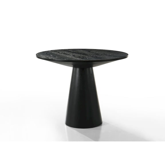 Jasper 47" Round Ebony Black Counter Height Wooden Table with Pedestal Base