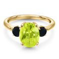 thumbnail image 3 of Gem Stone King 2.44 Ct Oval Yellow Lemon Quartz Black Onyx 18K Yellow Gold Plated Silver Ring, 3 of 6
