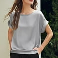 thumbnail image 4 of Gray Summer Outfits for Women 2024, Polyester Womens Short Sleeve Tunic Tops, Short Sleeve Country Concert Tops, Womens Shirts Dressy Casual, Womens Flowy Tops, Weekend Casual Blouses for Women, 4 of 6