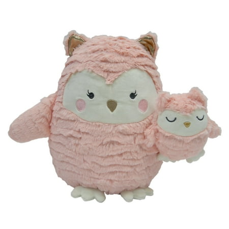 - Lambs & Ivy Woodland Couture Plush Owls - Olivia & Olive - Pink, Gold, White,