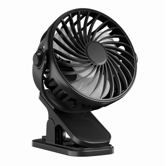 Black Clip Fan - 6-Inch Portable Rechargeable USB Fan with Cable Included for , Dorm, Outdoor Use